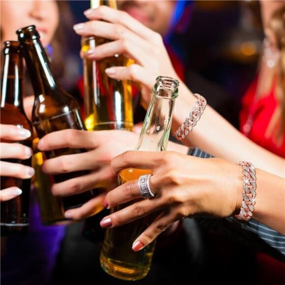 Rose Gold 2 Pieces Cuban Link Chain for Women Cuban Necklace Bracelet Heavy - Picture 6 of 6